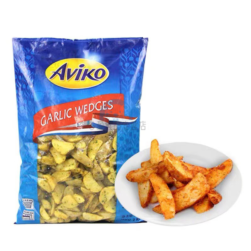 芬氏爱味客薯角蒜香薯2kg冷冻薯条 土豆角半成品西餐商用油炸小吃 爱