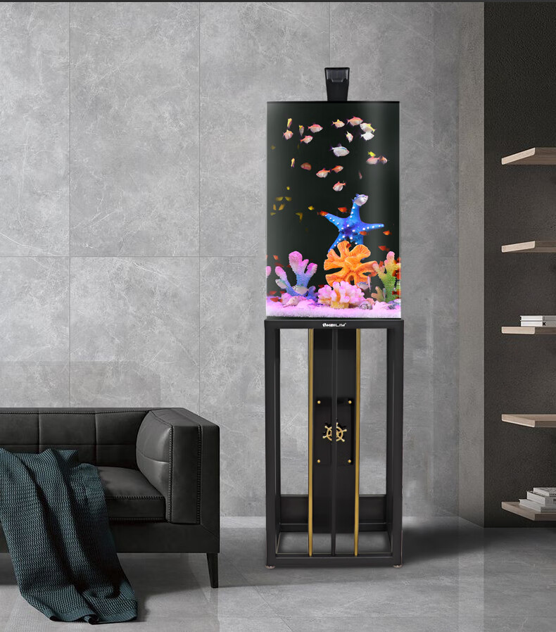 蒂乐森  新款创意网红鱼缸生态落地客厅鱼缸小型金鱼缸圆形水族箱 长