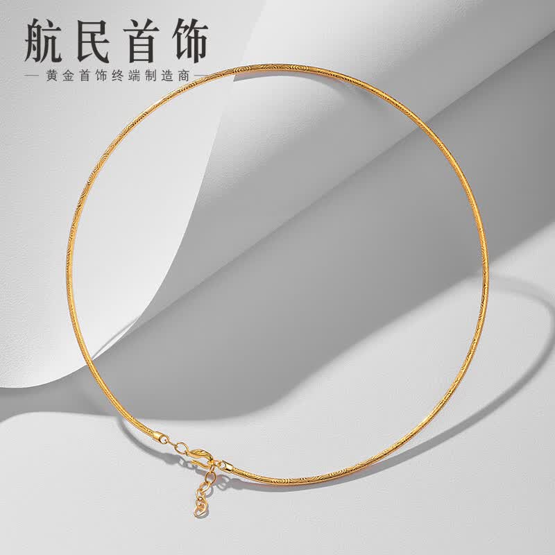航民首饰 黄金项圈足金999简约复古祥云颈链xyg1605工费 570元/件 14.