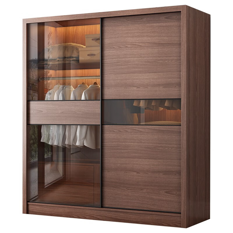 北欧衣柜现代简约二三四五六门板式家具主卧室家用大衣橱推拉门 1.2m趟门衣柜（包物流）