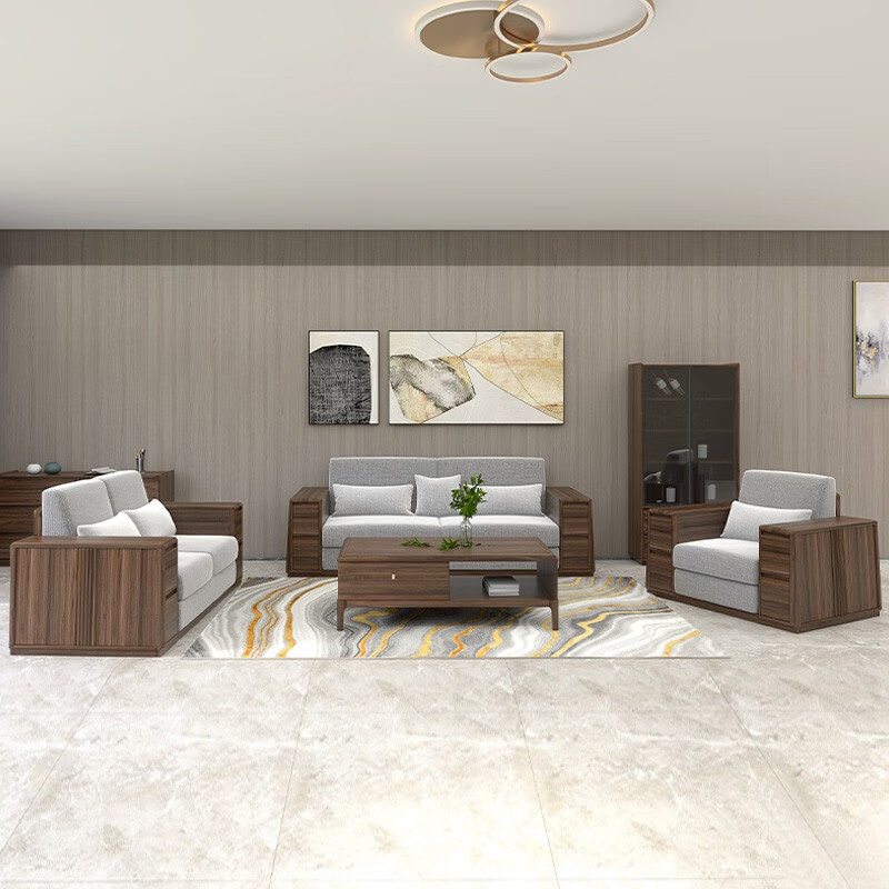 菲乐熊实木沙发 现代简约客厅家具沙发组合胡桃木家用布艺储物沙发