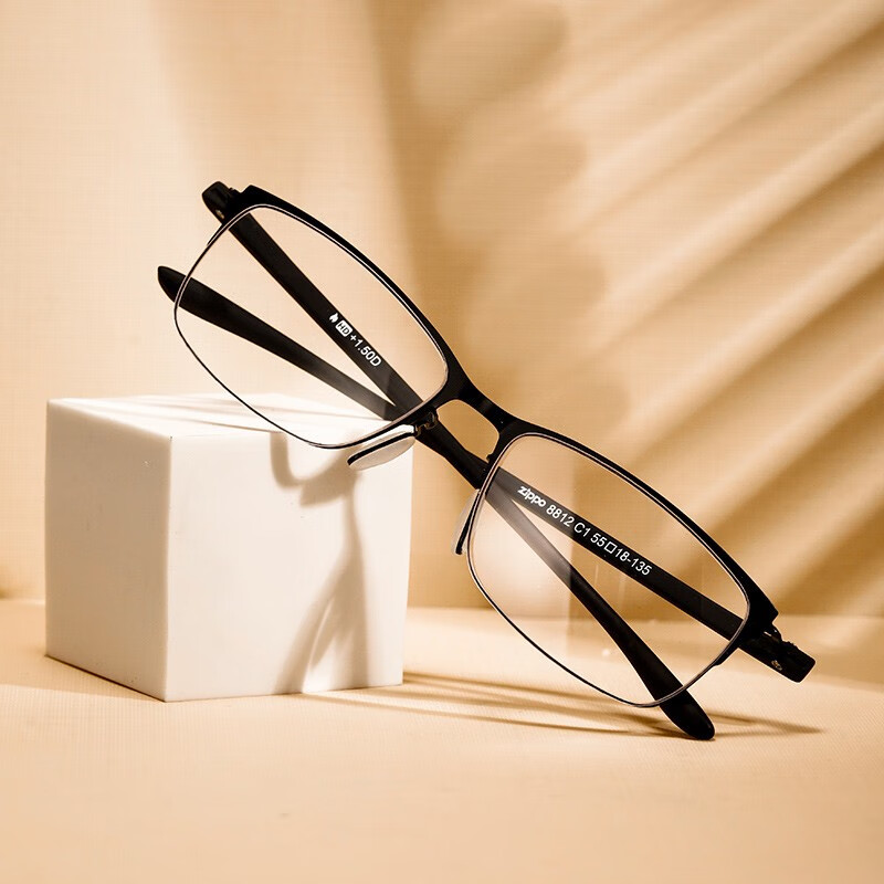 美国之宝（ZIPPO）眼镜护目镜新款 轻薄全金属耐用男女通用 花镜老光镜 高清轻巧老视镜 200度 建议55-59岁