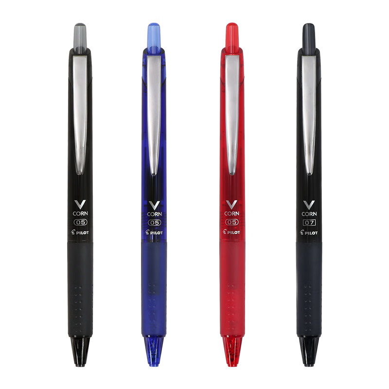 百乐（PILOT）中性笔按动黑武士学生用LVKN-15EF百乐笔Vcorn威宝签字笔水笔商务办公用笔 【0.5笔芯】5支黑芯
