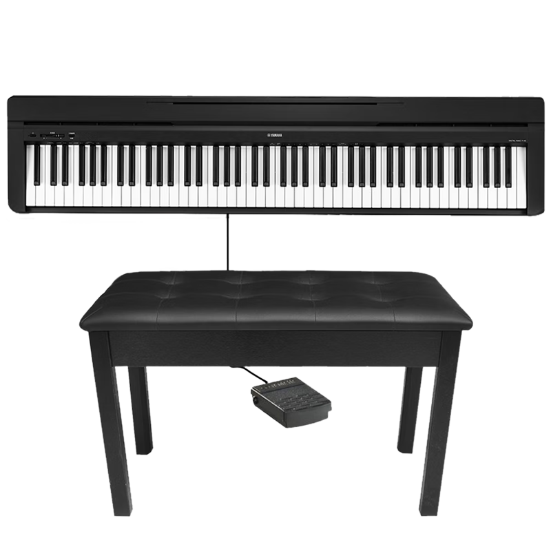 雅马哈（YAMAHA）电钢琴P48初学入门88键重锤成人儿童考级智能数码电子钢琴便携式 P48B黑色+单踏板+官方标配