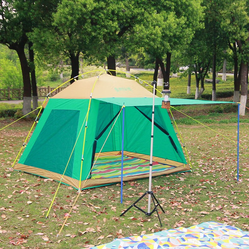 喜马拉雅 野外露营帐篷户外3-4人家庭防雨水遮阳沙滩情侣2人旅游帐篷 绿色月轩HT9531