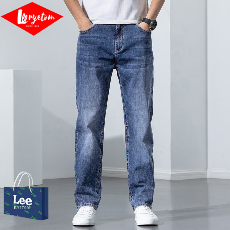 lee ryetom高档男士牛仔裤夏季薄款宽松版直筒长裤子休闲弹力春秋新款