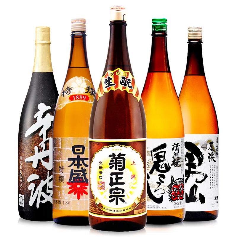 菊正宗清酒男山辛丹波日本盛特选清洲樱鬼酒清酒日本酒1.8L*5瓶组合装