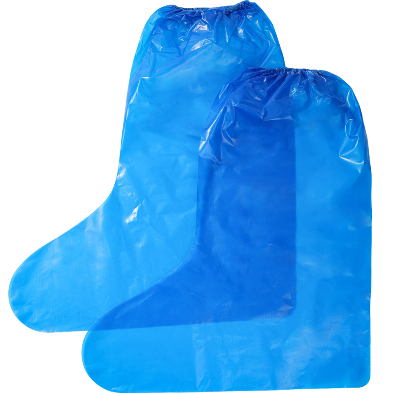 秝客一次性医用隔离鞋套 PE蓝色高筒防护防水防尘防雨 均码 夏季透气【加厚款】鞋套50只/包