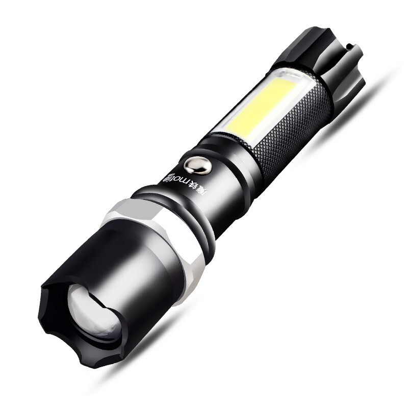 魔铁MOTIE LED强光手电筒 远射充电式变焦家用小型应急照明灯 户外便携露营骑行灯 C26经典版本（2电1充） 变焦款