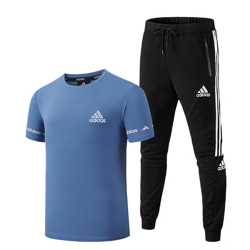 三叶草（Adidas）阿迪达斯冰丝运动套装男夏季薄款新款休闲长裤短袖t恤速干套大童 AD1568蓝色  XL长裤套装使用感如何?