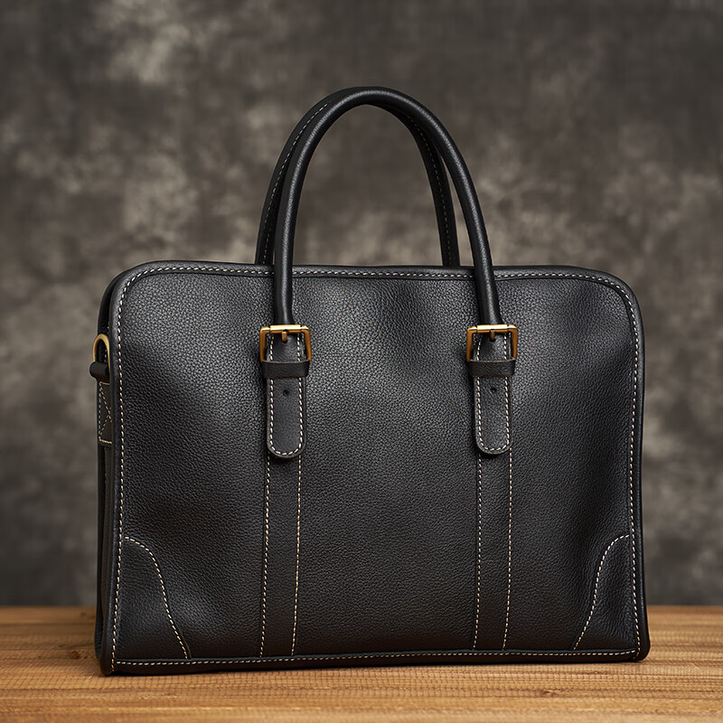 brynn capella男士手提包横款公文包头层牛皮电脑包手工休闲商务通勤