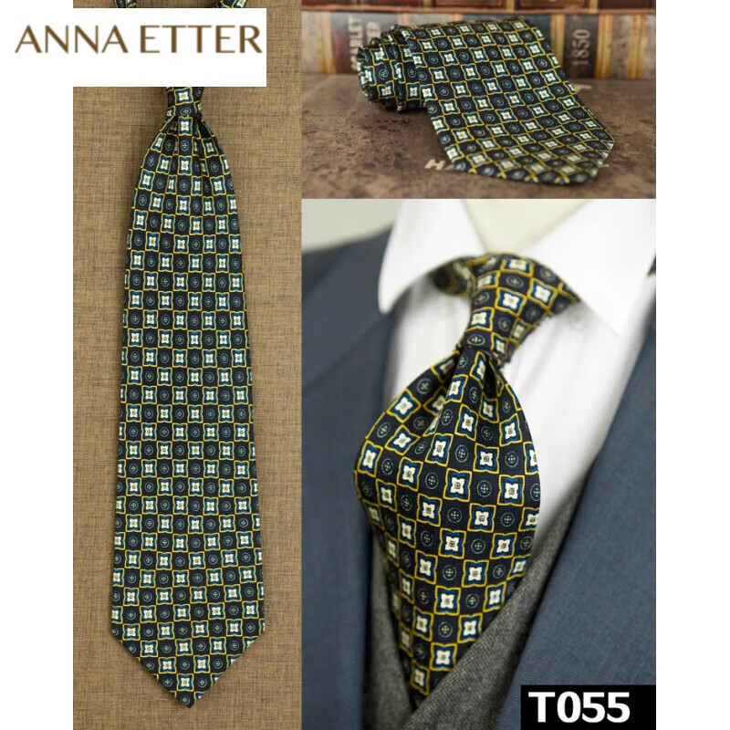 ANNA ETTER男士宽版10cm真丝领带欧美复古花纹绅士婚庆商务主持人宴会礼盒装 T55领带