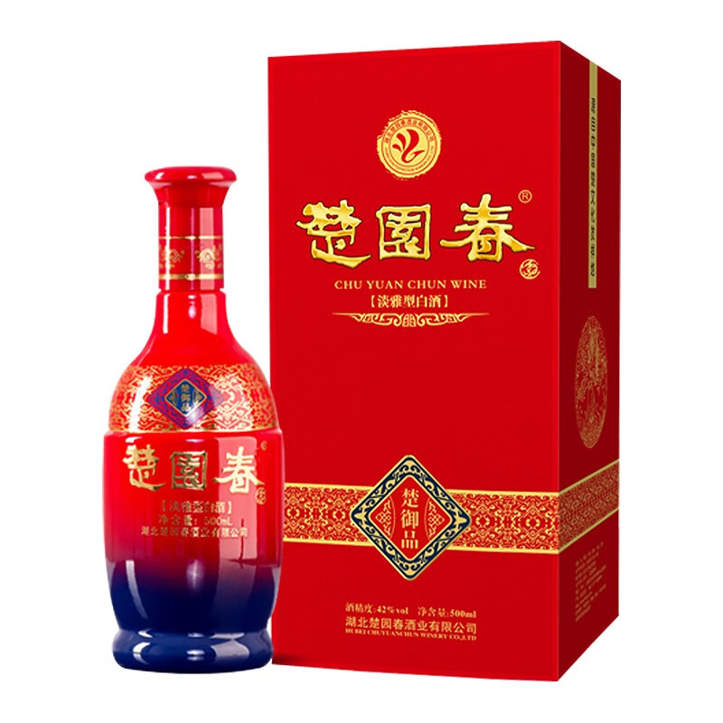 楚園春楚御品42度淡雅浓香型白酒湖北宴席送礼盒装酒 42%vol 500mL 1瓶 单盒