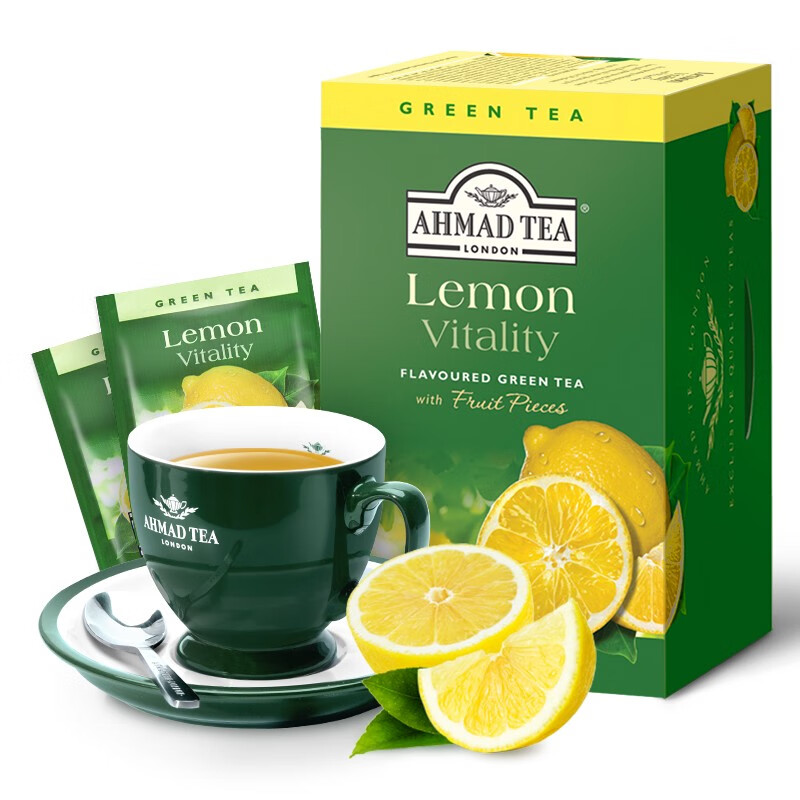 英国亚曼AHMAD TEA柠檬绿茶茶包 原装进口袋泡茶2g*20包