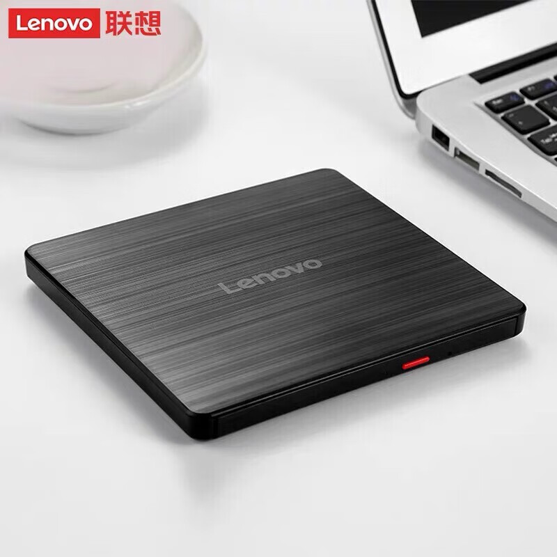 联想光驱DB65外置光驱8倍速 USB2.0外置光驱办公DVD刻录机家用移动光驱 即插即用多兼容 黑色【外置刻录光驱】