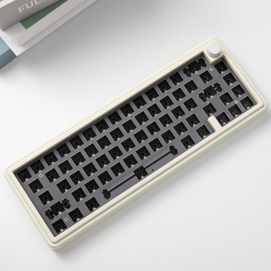 铝坨坨套件gasket结构cnc金属机械键盘三模无线蓝牙麻将音 lmk67奶绿