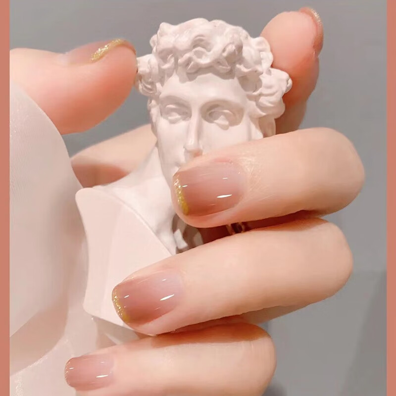 浔媚美甲指甲贴片渐变闪粉短款穿戴甲指尖闪粉少女日常学生假指甲贴片