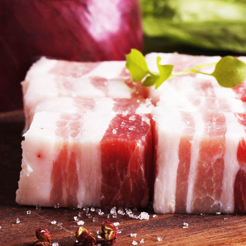 皓谦生猪肉肥肉鲜肉切块五花肉生鲜肉类新鲜食品带皮红烧食材 3斤装