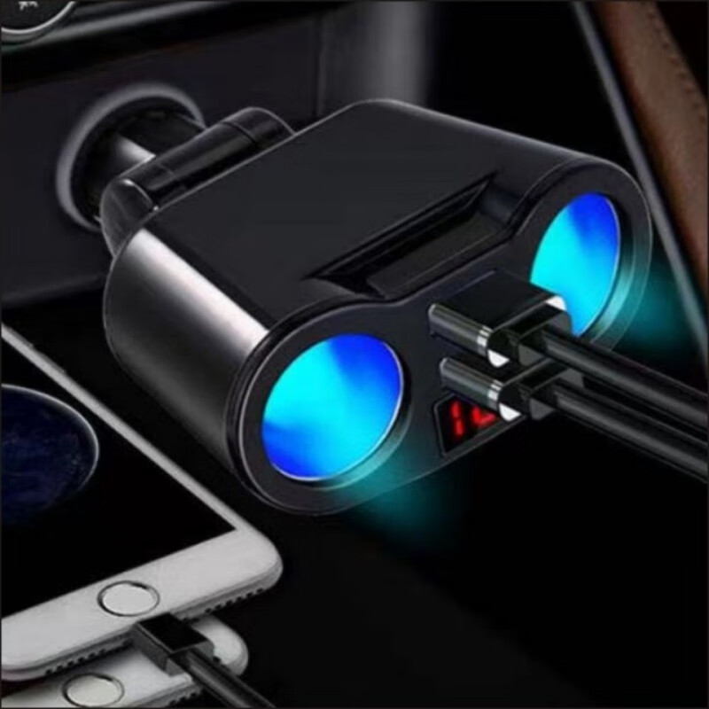 车载充电器小车多功能插座车充手机汽车usb转换接头华为车上接口