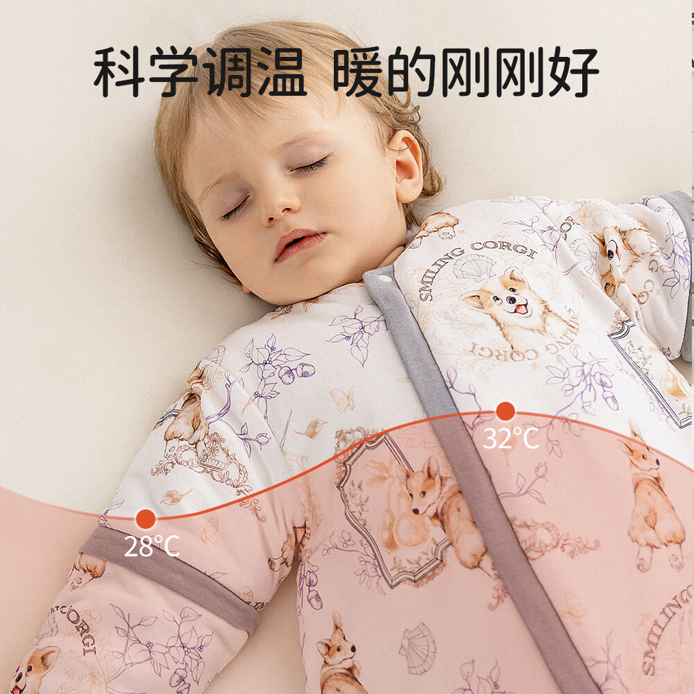 欧孕听梦婴儿睡袋宝宝春秋冬款儿童恒温睡袋四季通用防踢被子神器新 蒸汽火车【15-22℃】春秋夹棉 80码-身高55-80年龄段3-18个月