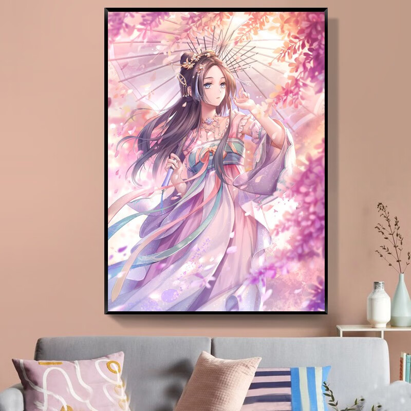 钻石画 古风美女姻缘九尾狐满卡通动漫钻石贴钻画客厅玄关女孩卧室小