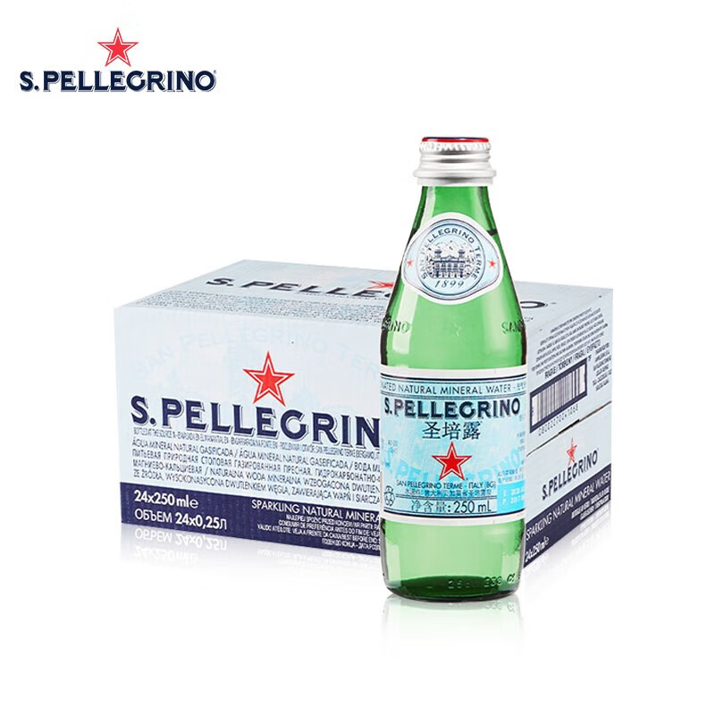 圣培露(sanpellegrino) 意大利原装进口天然气泡水饮用水玻璃瓶整箱