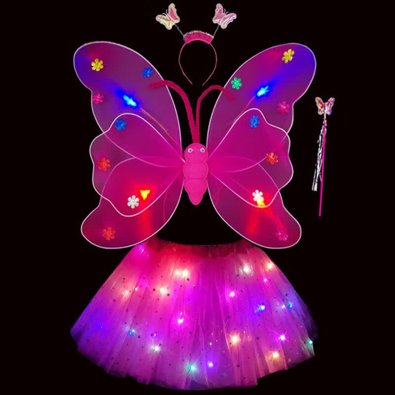 新款四件套发光蝴蝶翅膀玩具节日礼品巴啦啦小魔仙女套装公主玩具