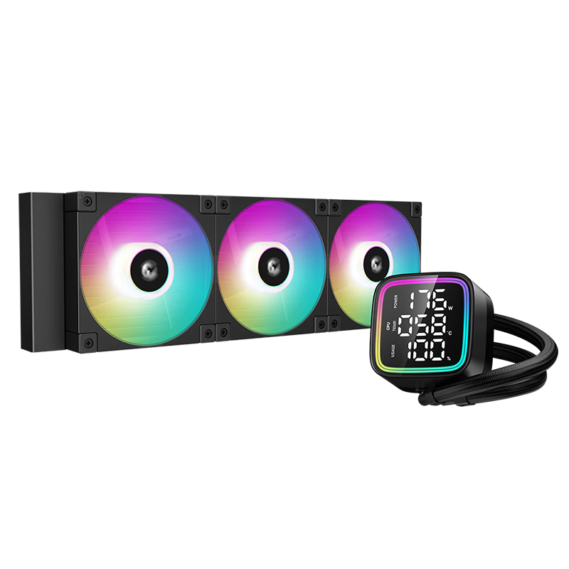 九州风神（DEEPCOOL）冰堡垒LD360水冷数显版九眼魔神CPU散热器(智能三数显/5代高能水泵/全速域低噪/动平衡泄压冷排)