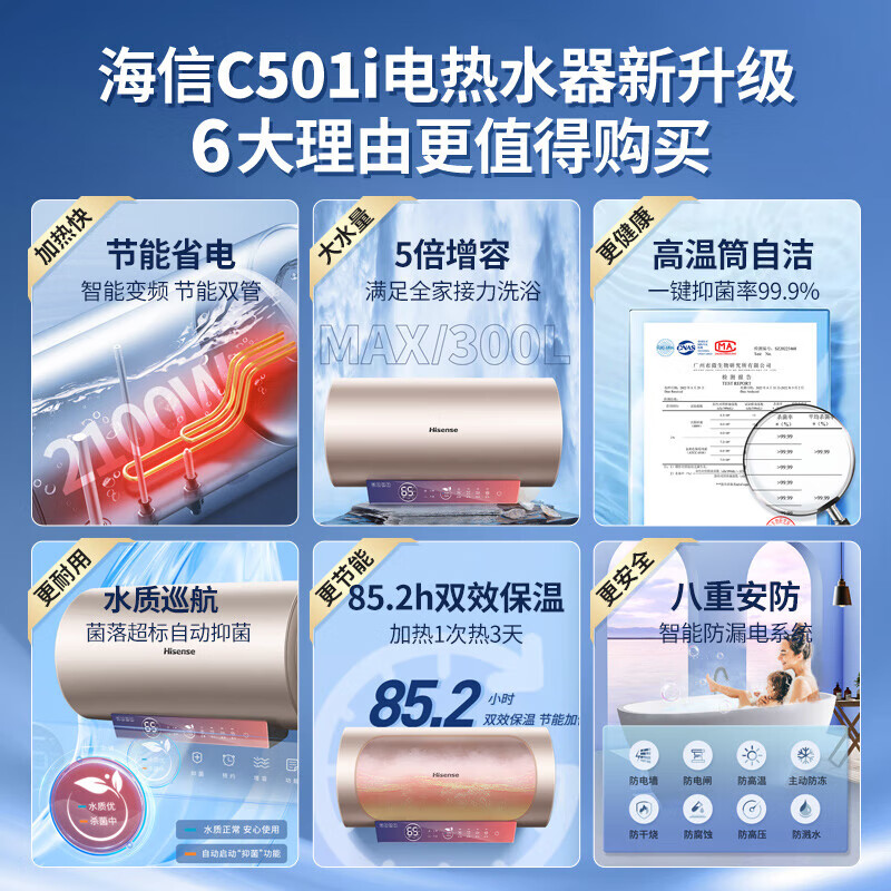 ţHisense60/80õˮ ƵһЧ 5WIFIˮʼⳤЧþ˫ذȫ Ծɻ² 60L 2100W ES60-C501i