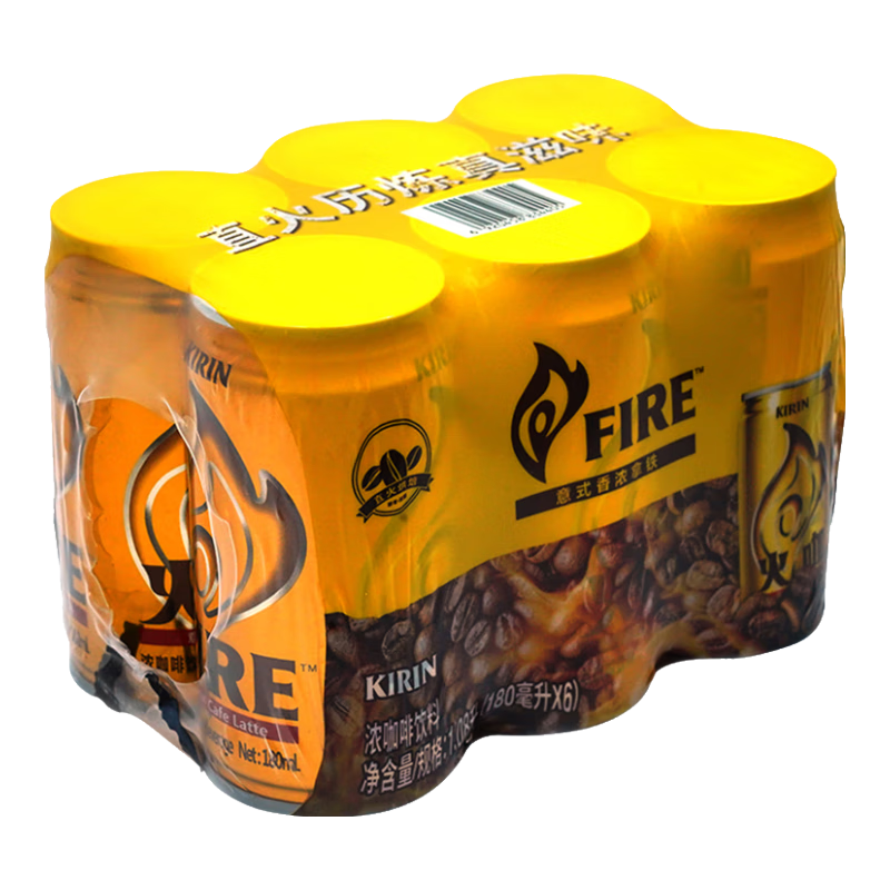 怡宝麒麟（KIRIN）火咖 意式香浓咖啡饮料 180ml*6罐装 量贩装