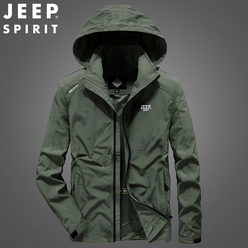 吉普(jeep)夹克男2022春季百搭户外休闲男士外套上衣服男 军绿 6xl