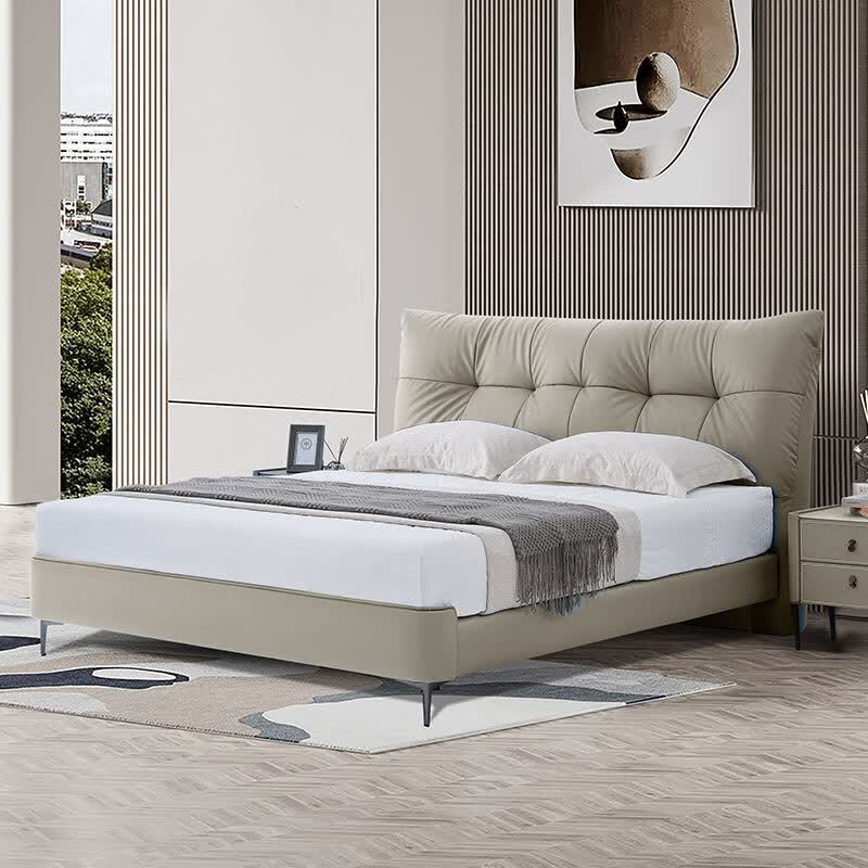 以蜂(e-fong)维尚皮艺软床ef-a016现代简约时尚百搭主卧大床头层小黄