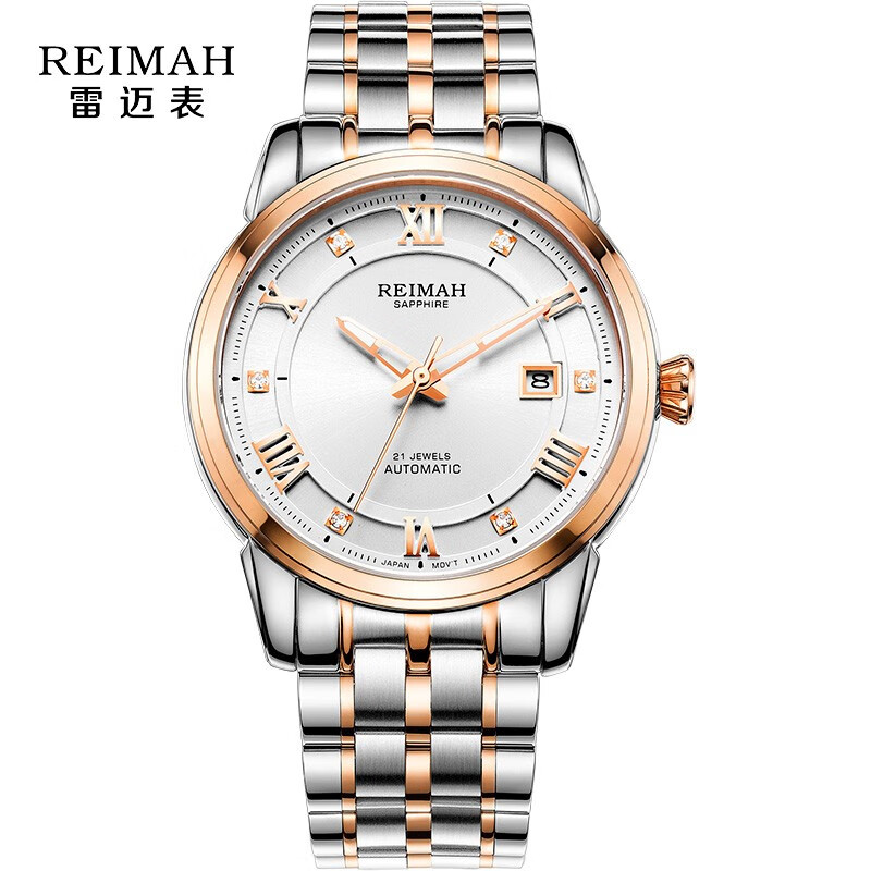 雷迈表(reimah)手表钢带全自动机械腕表时尚商务男表8081m m8081.