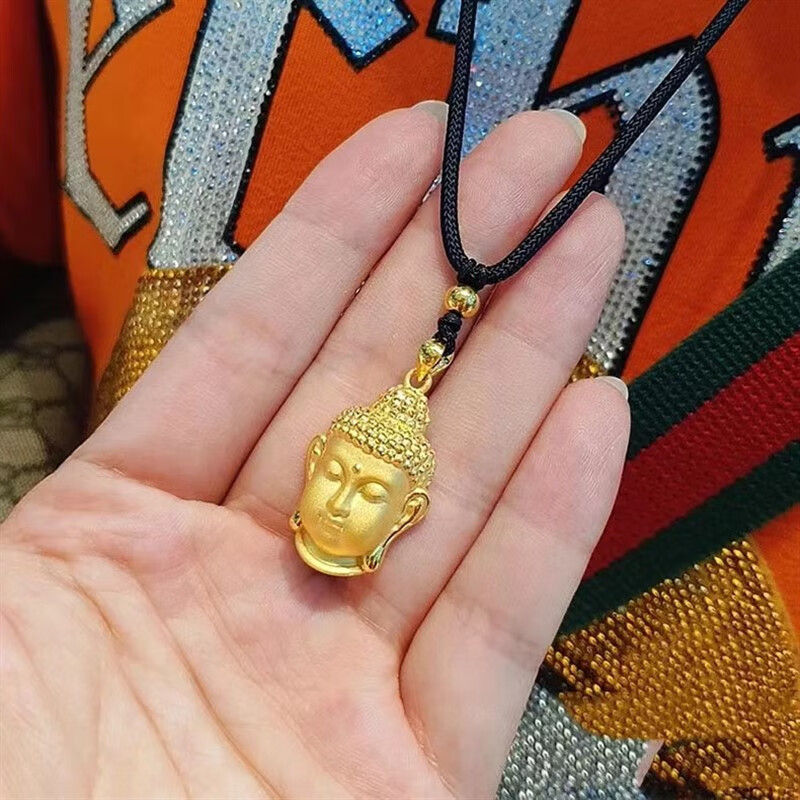 lpez老凤凰黄金佛吊坠999足金如来佛头硬金挂坠编绳项链男女生日礼物