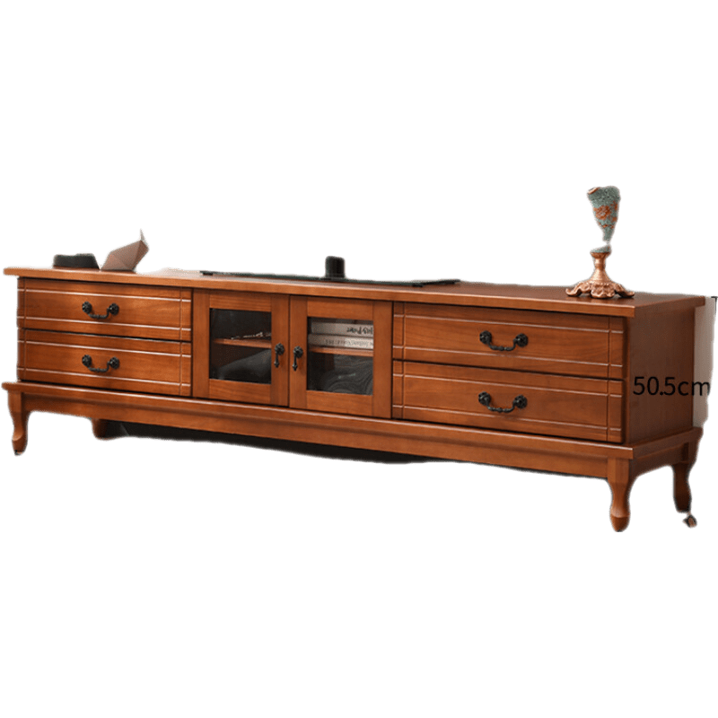 鑫恩理 实木电视柜卧室现代简约北欧小户型客厅美式茶几电视机柜组合套装 咖啡色电视柜【120*40*50.5cm】 整装