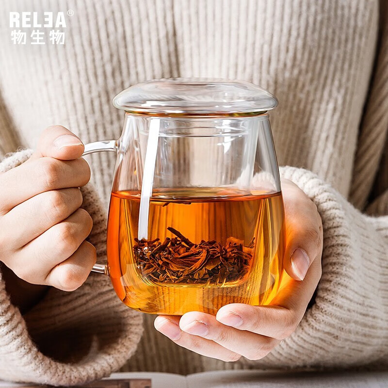 物生物（RELEA）玻璃杯茶杯茶水分离泡茶水杯玻璃杯子玻璃冷水壶 常规款 320ml