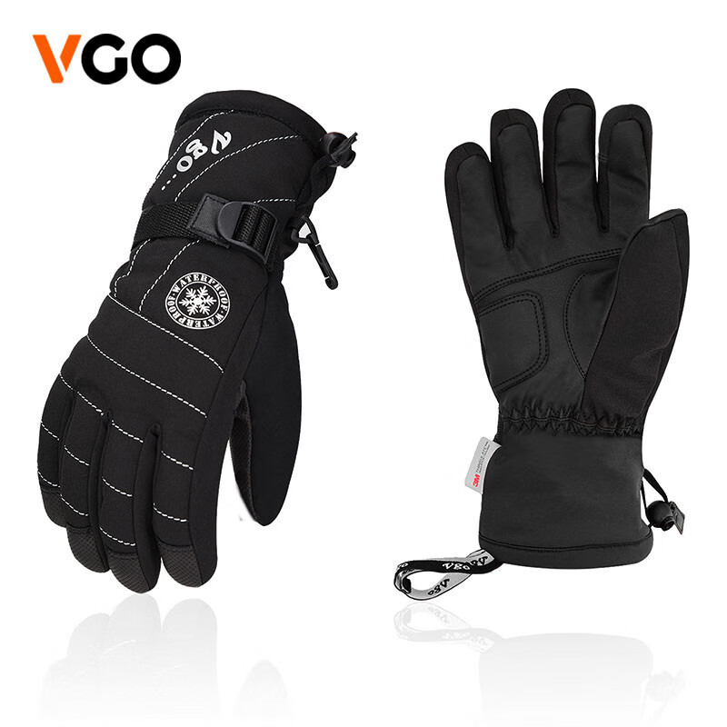 vgoVgo零下20度适用滑雪手套男款户外运动防风防水保暖PU2445FW-M 黑色 S（掌围21.4-22.1 中指7.8-8）