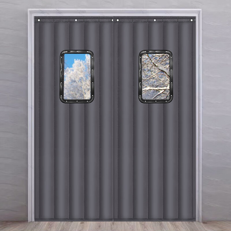 cabolan棉门帘子加厚保暖防风隔断帘 深灰无窗口牛津布2层棉110*210cm