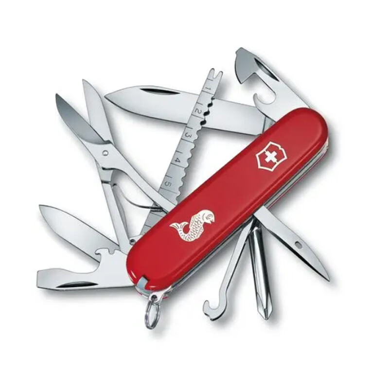 维氏(victorinox) 瑞士军刀渔夫91mm钓鱼便携工具刀多功能折叠刀 红色