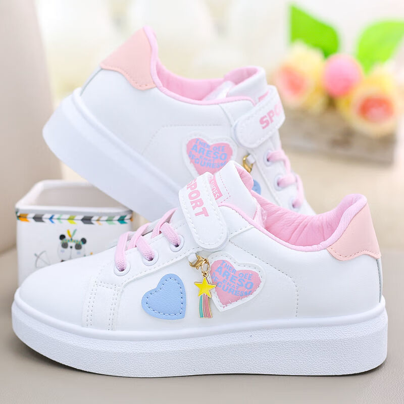 秋天女生平板小白鞋平底运动板鞋儿童小白鞋2022新款春秋童鞋女童6到