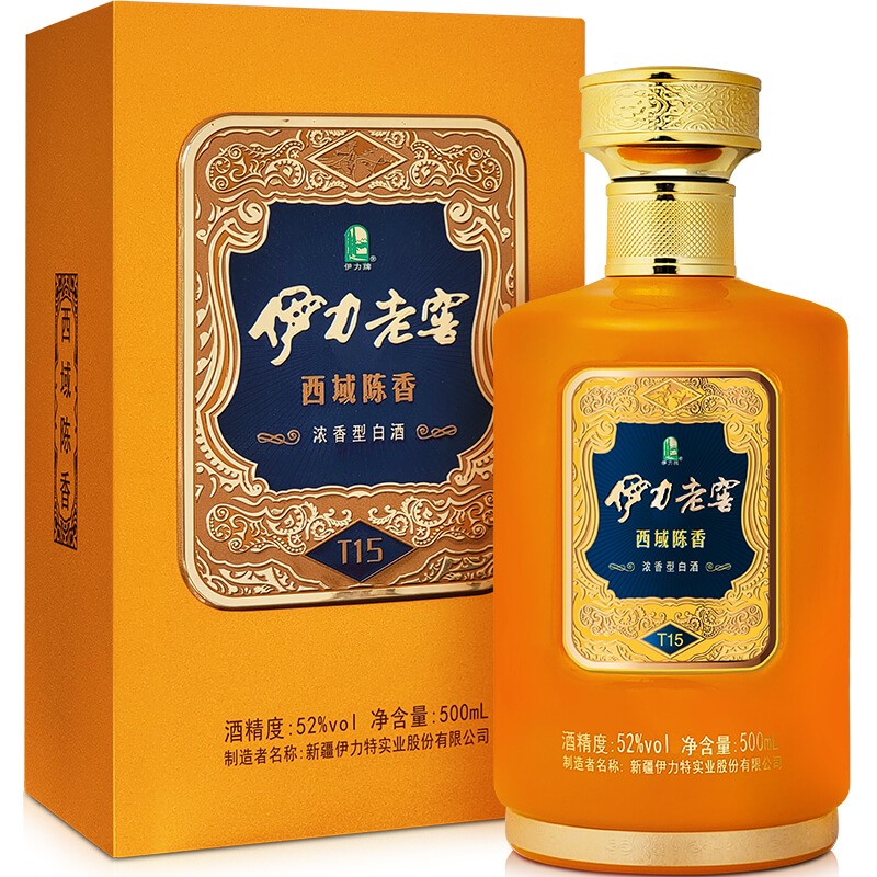 伊力特（新品）新疆伊力特白酒52度伊力老窖西域陈香T15 浓香型白酒 52度 500mL 1瓶 单瓶装