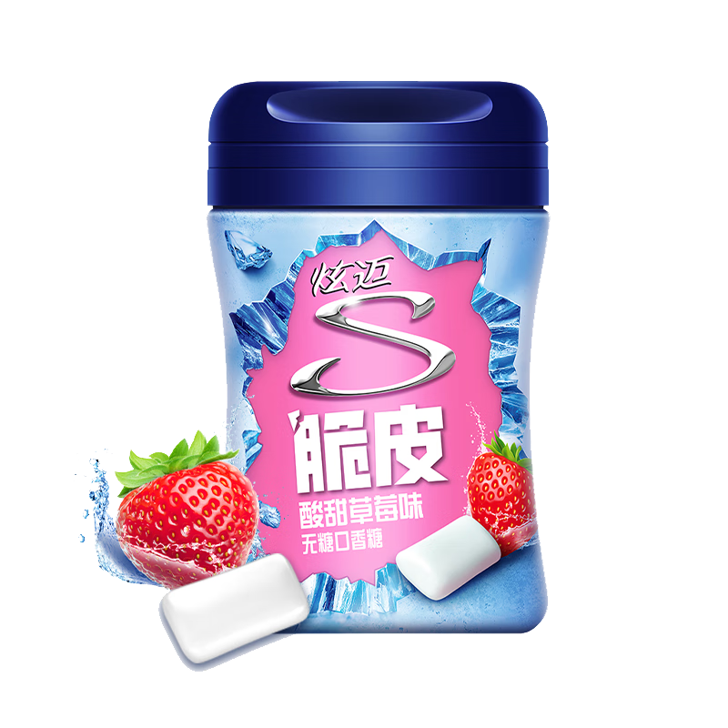 PLUS会员：Stride 炫迈 王一博代言 脆皮无糖口香糖 草莓味40粒56g（新老包装随机）