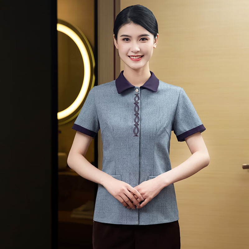 保洁工作服短袖超市高端宾馆客房家政小区物业保洁阿姨衣服夏天 灰色