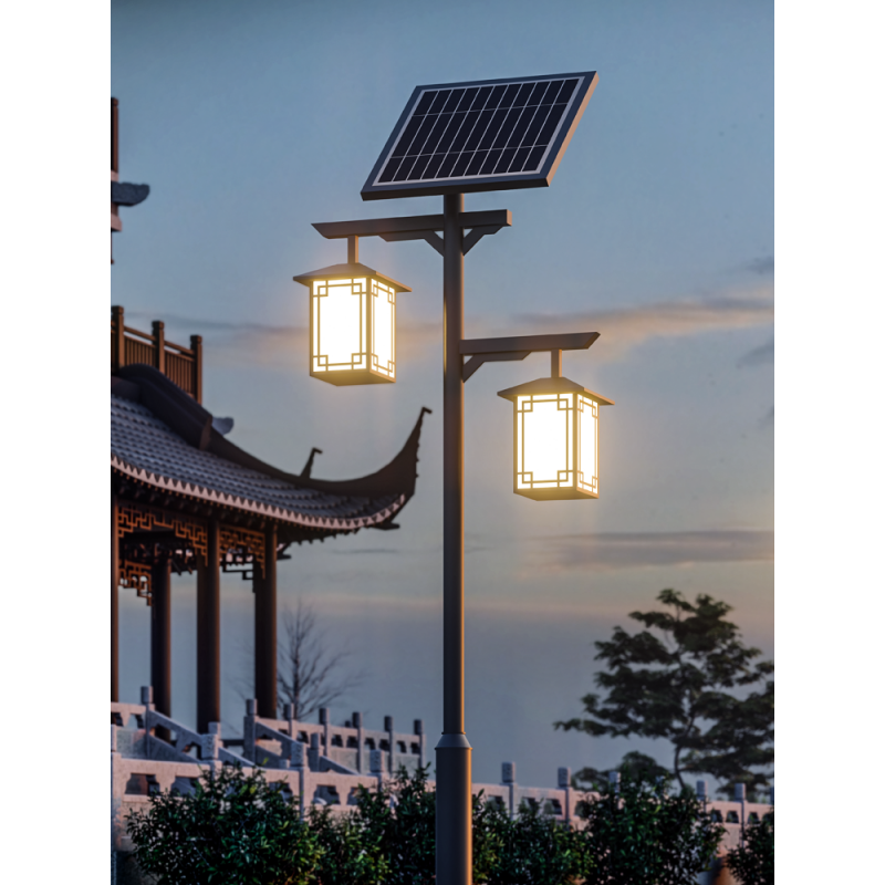 岚逸太阳能户外庭院灯防水复古公园景观灯别墅新农村花园仿古中式路灯