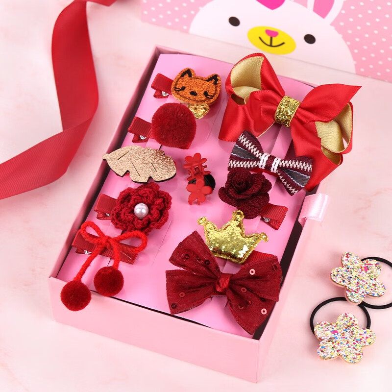 tatanice小女孩礼物新年礼物韩版可爱发夹发卡发圈发饰礼品盒宝宝头饰
