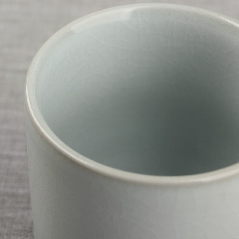 易信陶瓷茶杯大号品茗杯汝窑开片主人杯单杯喝茶杯功夫茶具配件 汝窑高升杯-月白