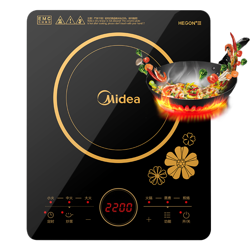 美的（Midea）电磁炉电陶炉 2200W大功率一键爆炒触控电磁炉灶家用 多档调节 智能定时火锅炉国家补贴C22-RT2240