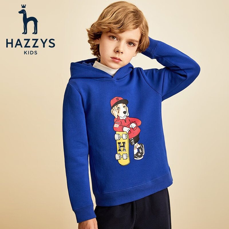 hazzys哈吉斯童装男童卫衣儿童套头卫衣春秋新品休闲上衣中大童拟人狗