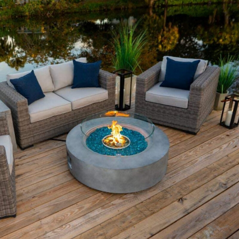 米詅庭院户外燃气壁炉真火家用移动气罐取暖器欧美式花园装饰圆形火炉