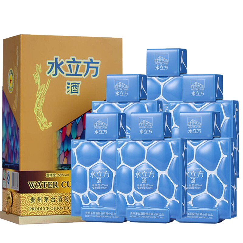 年老酒】贵州茅台股份出品 酱香型白酒 53度 500ml 6瓶 茅台水立方酒